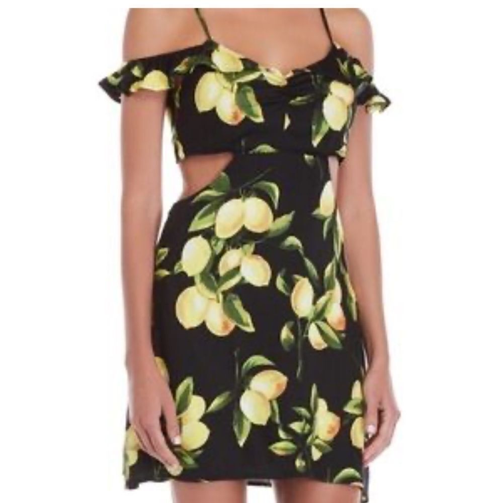 Honey Punch Lemon Cutout Mini Dress